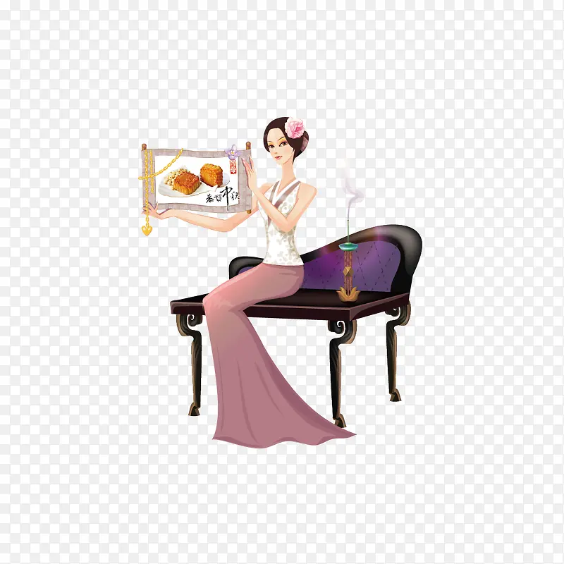 拿月饼画的女人