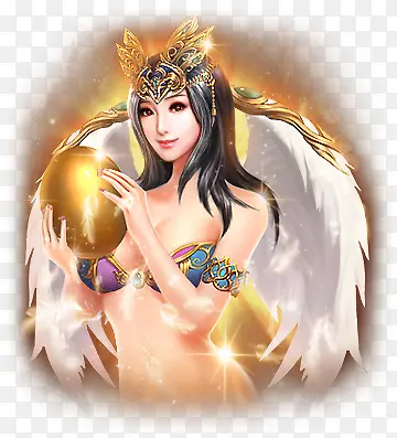 白色性感翅膀美女