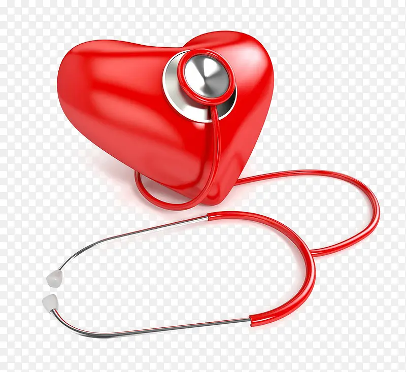 红色3D爱心听诊器