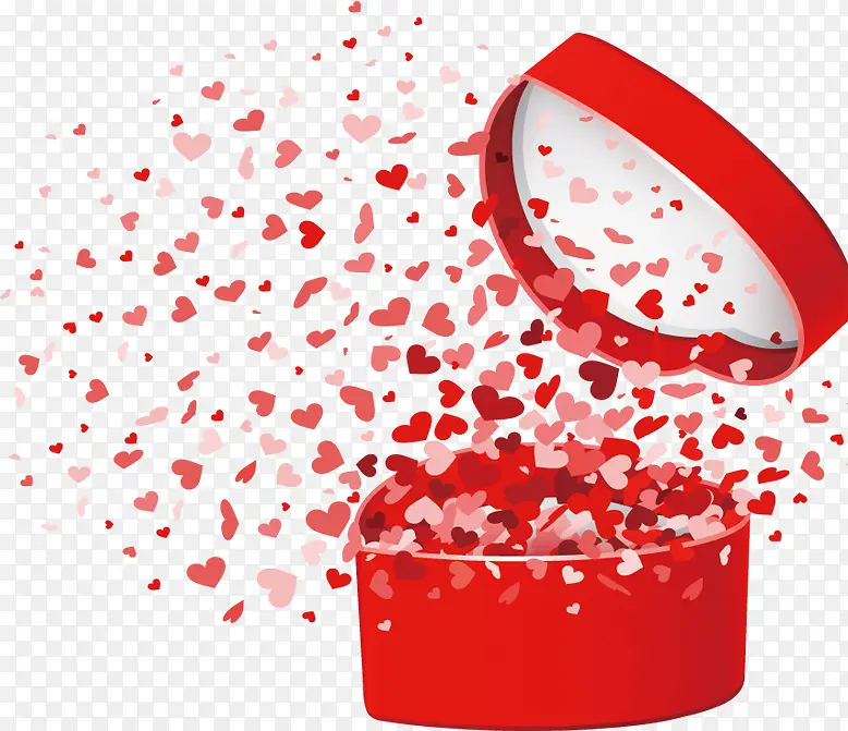 红色卡通爱心礼盒设计