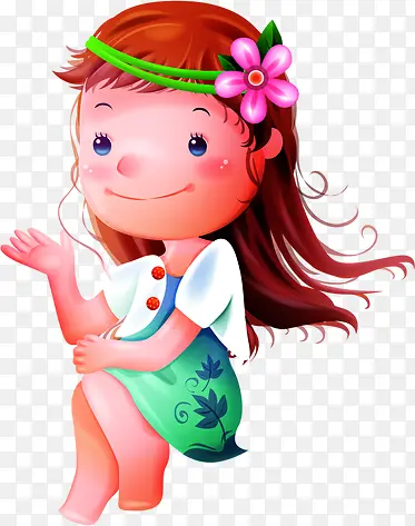 六一儿童节小女孩坐着开心可爱