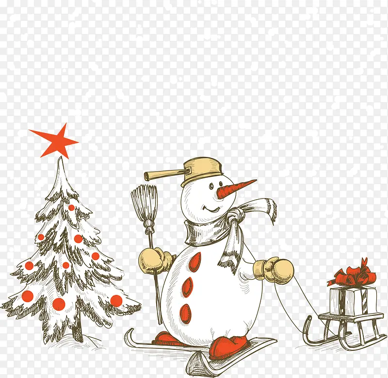 圣诞手绘雪人