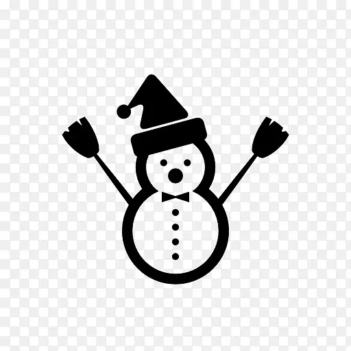 手绘黑色卡通雪人图标