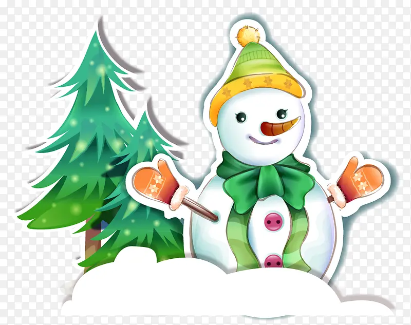 圣诞节雪人圣诞树png矢量素材