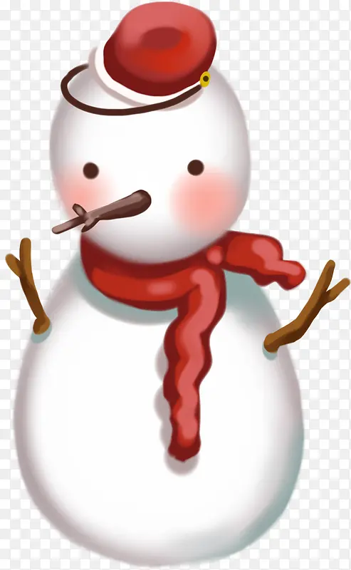 手绘可爱红色微薄雪人