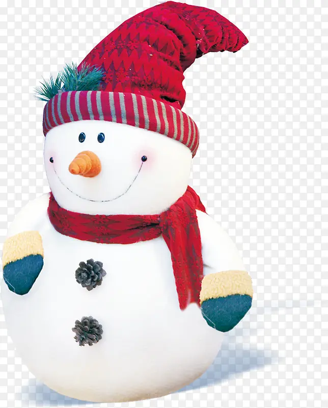 扁平风格创意红色的帽子的雪人