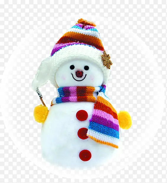 彩色条纹帽子围巾雪人冬日