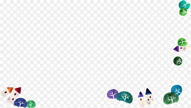 手绘卡通可爱雪人树木