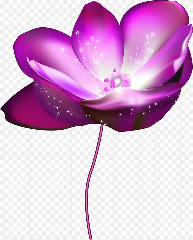 创意合成紫色渐变质感花朵