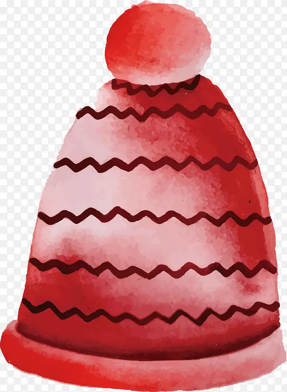 红色冬季水彩毛线帽