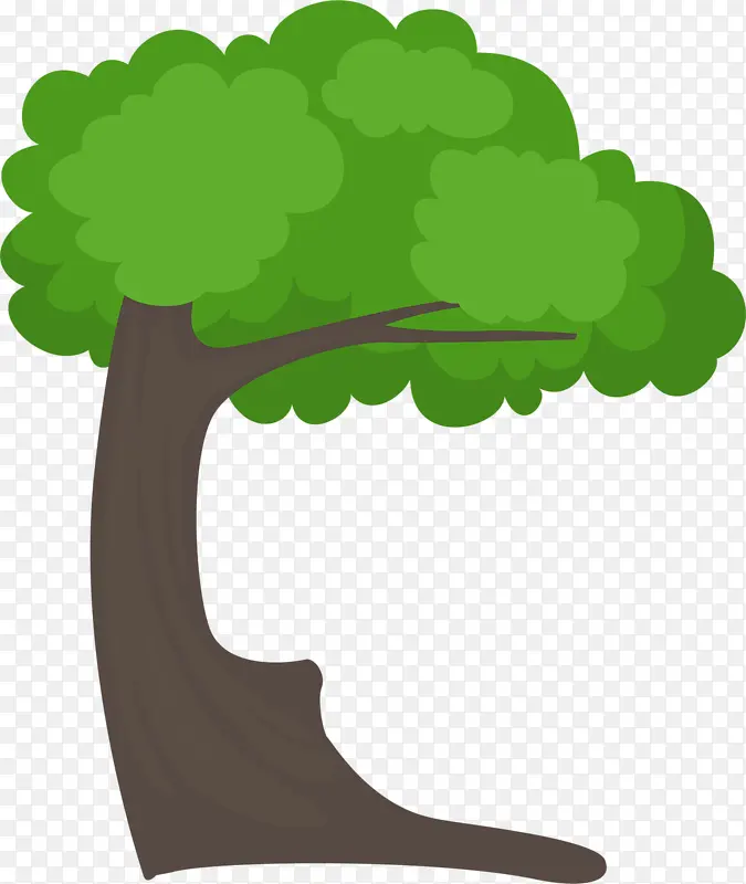 卡通手绘绿色大树素材