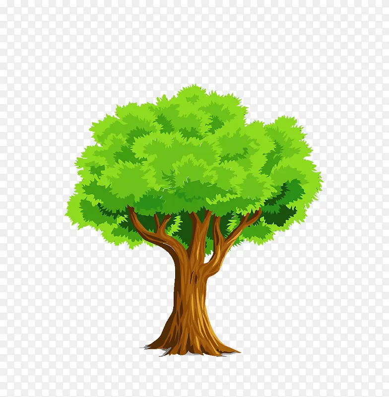 卡通绿色大树植物清新