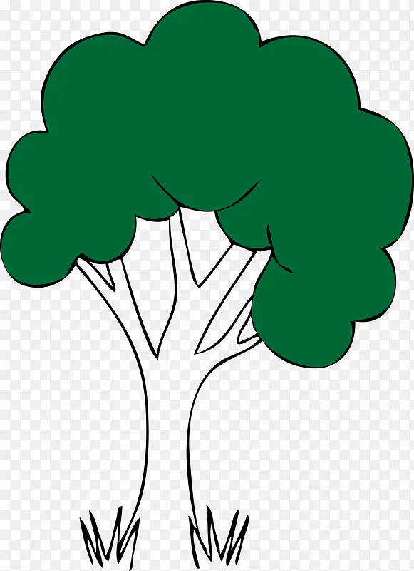 卡通矢量可爱绿色大树