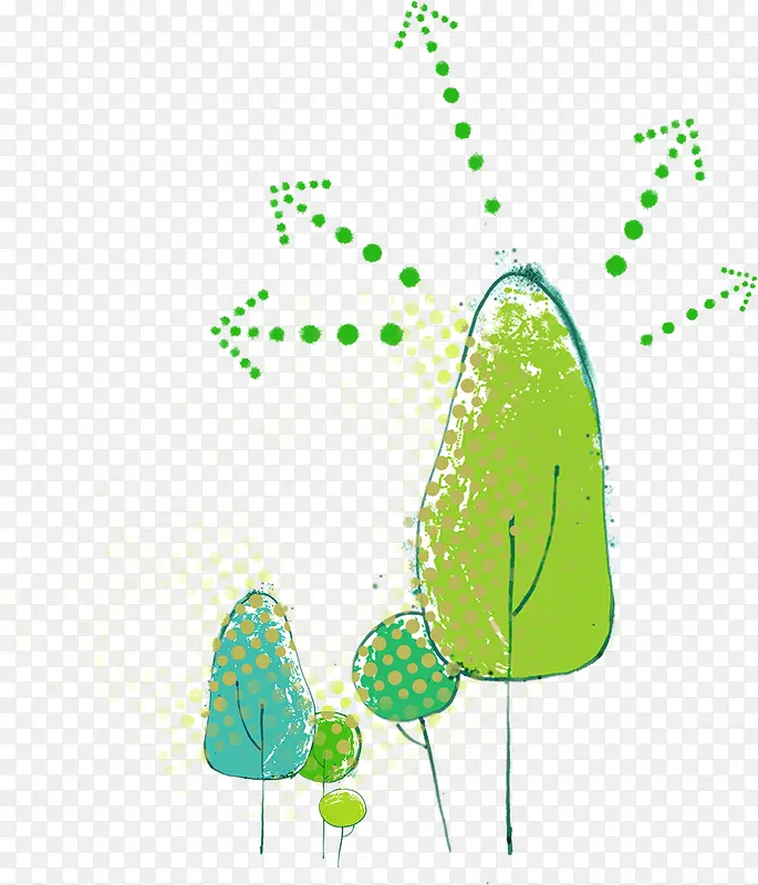 绿色水彩手绘大树