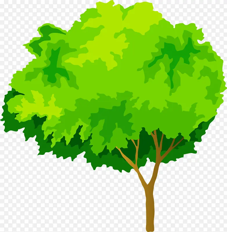 手绘绿色创意大树风景