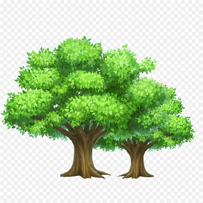 卡通绿色树木