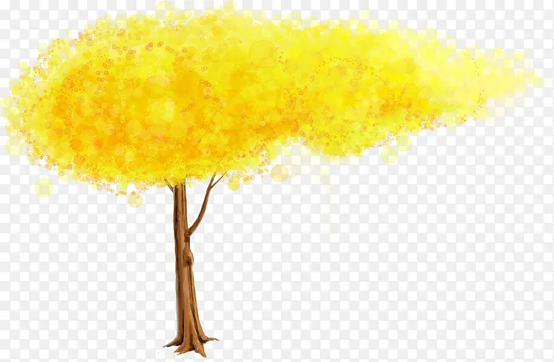 黄色水彩设计个性大树