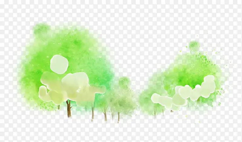 绿色手绘水彩艺术大树