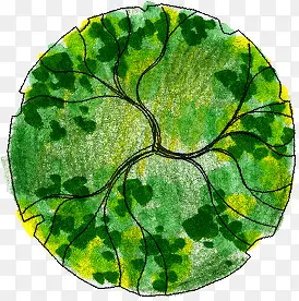 绿色创意圆形大树平面