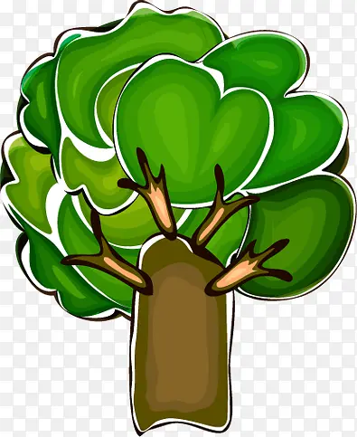 手绘绿色艺术大树