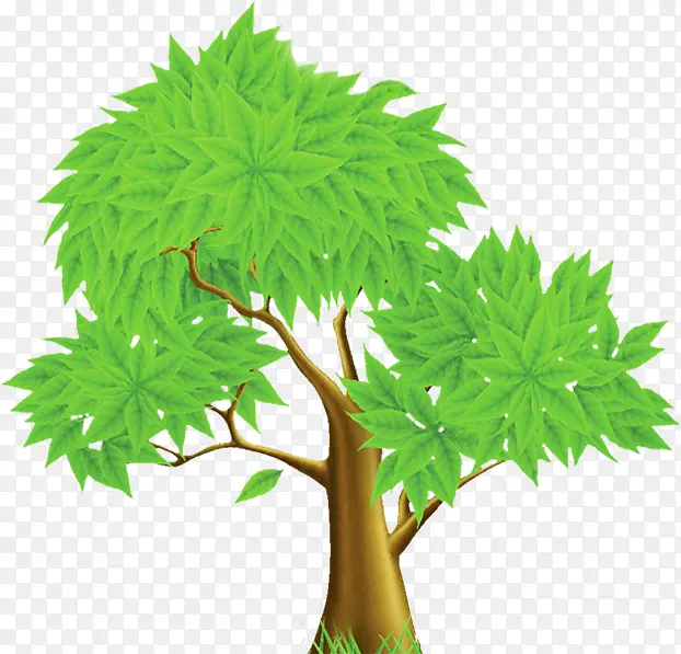 绿色卡通创意大树树木