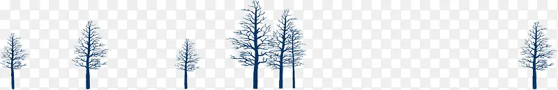手绘冬季蓝色大树