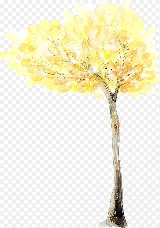 秋季黄色手绘大树装饰
