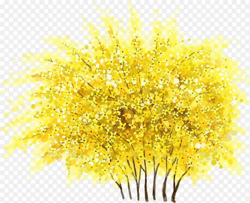手绘秋季黄色大树装饰