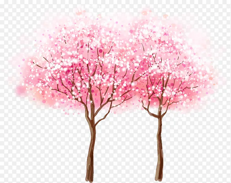 梦幻手绘春天粉色大树