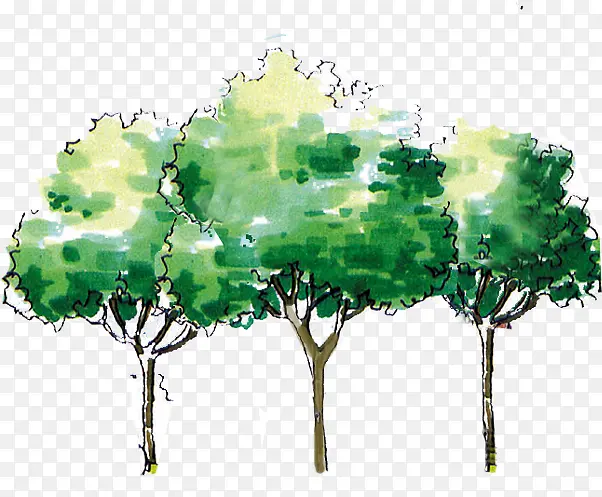 绿色大树手绘环境素材
