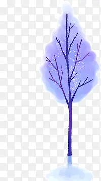 手绘单棵大树紫色