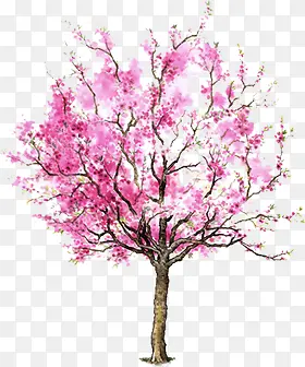 粉色墨迹大树装饰