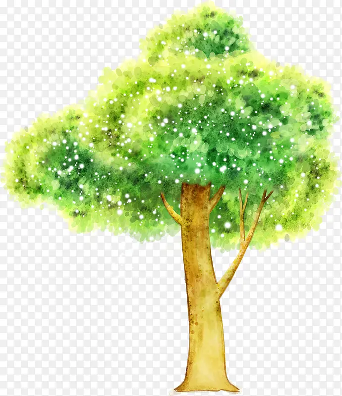 绿色大树卡通插画