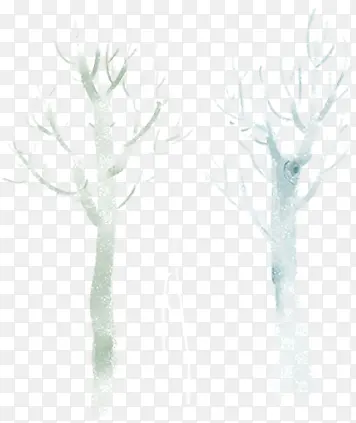 白色手绘清新大树淡雅
