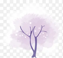 紫色手绘漫画大树