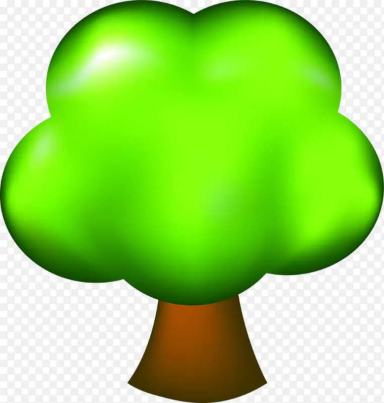 手绘可爱绿色大树