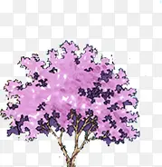 手绘粉色植物大树