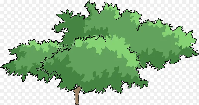 手绘绿色夏季植物大树