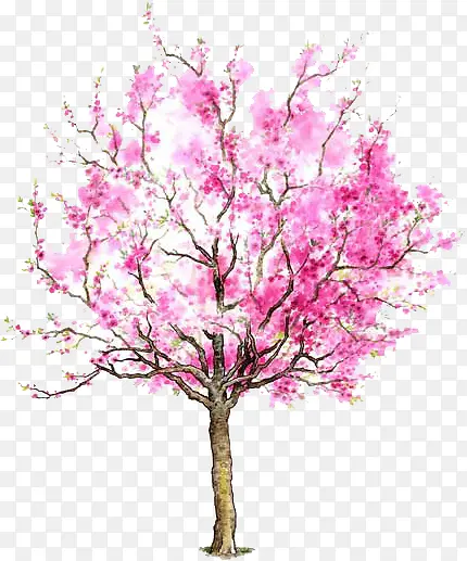 手绘粉色大树装饰