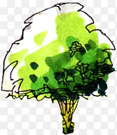 创意手绘素材绿色的大树合成