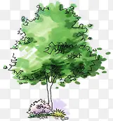 漫画绿色园林植物大树