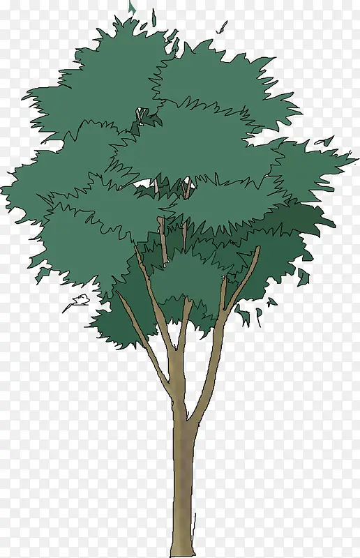 创意手绘谁次啊漫画绿色的大树