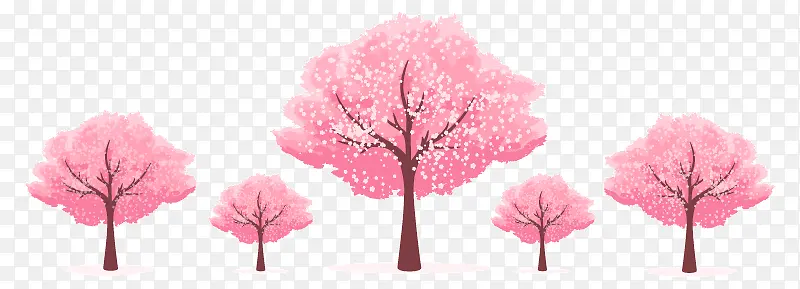 手绘粉色可爱大树