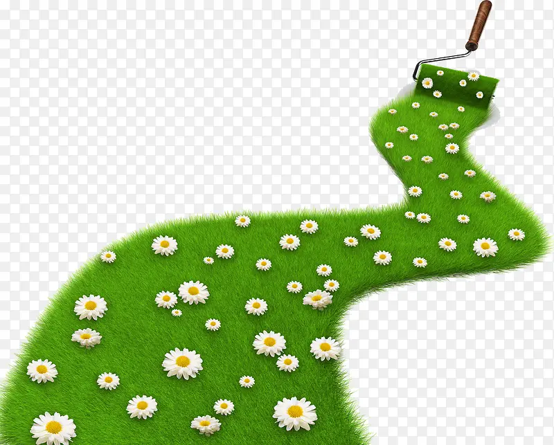 绿色花朵草地设计刷子