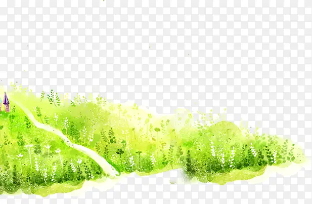 绿色水墨意境草地