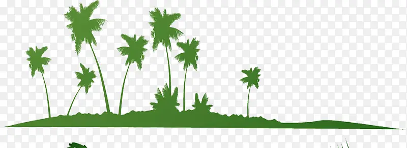 手绘扁平风格绿色的椰子树