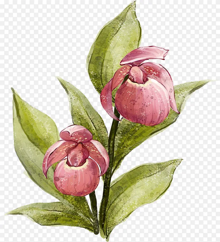 手绘粉色花卉印象风格