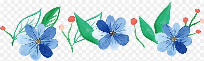 蓝色水彩植物花朵