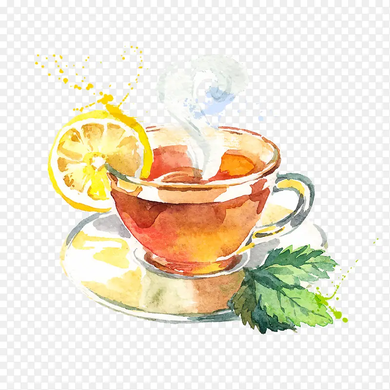 手绘清新柠檬茶设计元素