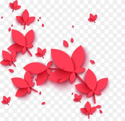 手绘扁平风格红色的花卉造型